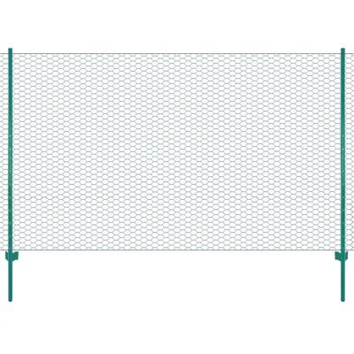VidaXL Draadgaashek met palen 25x1,5 m staal groen