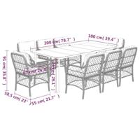 9-delige Tuinset met kussens poly rattan beige - thumbnail