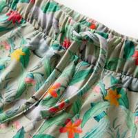 Kindershorts met trekkoord eenhoorn en plantenprint 92 lichtkaki - thumbnail