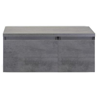 Frozen Badmeubelset 100 cm - Greeplijst in Kleur - Wastafel Onderkast met Bovenblad Beton Antrac