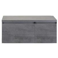 Frozen Badmeubelset 100 cm - Greeplijst in Kleur - Wastafel Onderkast met Bovenblad Beton Antrac - thumbnail