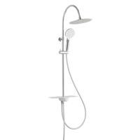 AQUASTAR hoofddouche set met planchet, chroom-wit supervlakke hoofddouche met antikalk nozzles, hoofddouhe: Ø approx. 25 cm handdouche met 3 functies, met antikalk nozzles, hoofddouche: Ø ca. 12 c - thumbnail