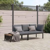 2-delige Loungeset met kussens aluminium zwart - thumbnail