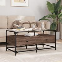 Salontafel met glazen blad 98,5x50x45 cm sonoma eiken staal - thumbnail