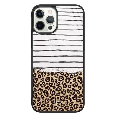 iPhone 12 Pro glazen hardcase - Leopard lines
