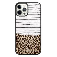 iPhone 12 Pro glazen hardcase - Leopard lines - thumbnail