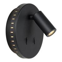 Lucide BENTJER - Bedlamp / Wandlamp - Ø 14 cm - LED - 3000K - Zwart - thumbnail