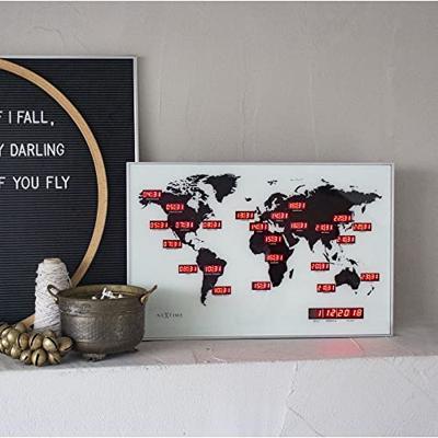 NeXtime NE-2897 Wandklok 55 X 36 Cm, Alu, World Time Digit