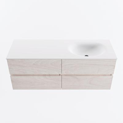 MONDIAZ VICA 130cm badmeubel onderkast Underlayment 4 lades. Wastafel MOON rechts zonder kraangat, kleur Talc.