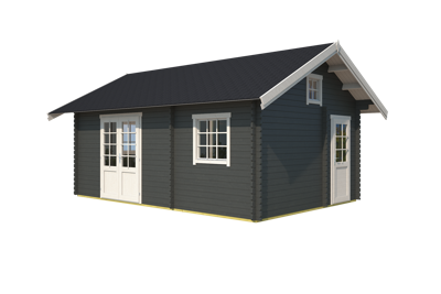 Outdoor Life Caroline Blokhut 595x410 cm 40 mm vuren Carbon Grey-Wit gecoat- Zadeldak- - Outdoor Life