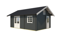 Outdoor Life Caroline Blokhut 595x410 cm 40 mm vuren Carbon Grey-Wit gecoat- Zadeldak- - Outdoor Life - thumbnail