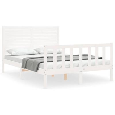 Bedframe met hoofdbord massief hout wit