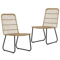 vidaXL Tuinstoelen 2 stuks poly rattan eikenkleurig - thumbnail