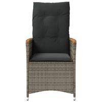 Tuinstoelen 2 st verstelbaar met kussens poly rattan grijs - thumbnail
