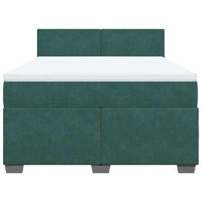 Boxspring met matras fluweel donkergroen 160x200 cm - thumbnail