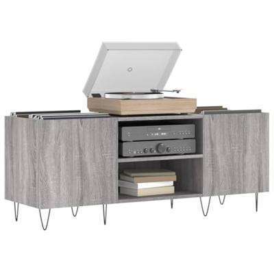 Platenkast 121x38x48 cm bewerkt hout grijs sonoma eikenkleurig - thumbnail