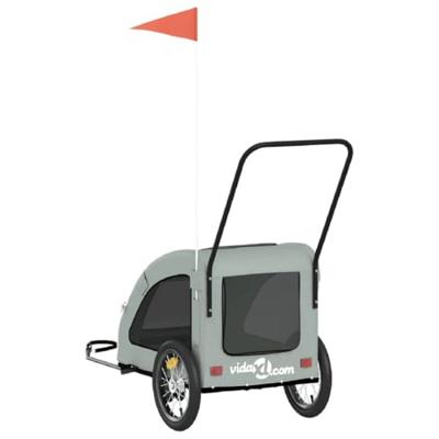 Hondenfietstrailer oxford stof en ijzer grijs - thumbnail