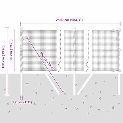VidaXL Afrasteringspaal groen 25 x 0,5 m (16 x 16 mm gaas) staal