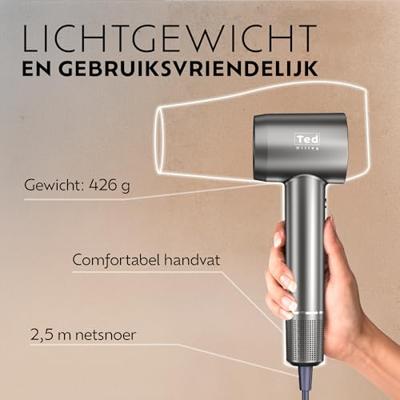 Ted Hilley Pro Ionic Föhn met diffuser Platinum Silver