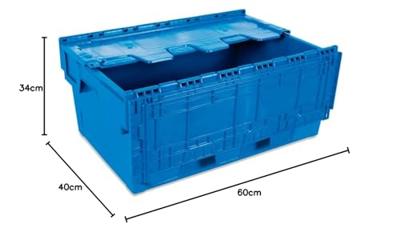 Magazijnbak euro-box 6434T blauw Tayg 600x400x340 met deksel