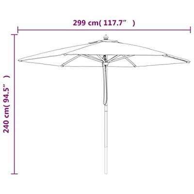 VidaXL Parasol met houten paal 299x240 cm zandkleurig VidaXL Parasol met houten paal 299x240 cm zandkleurig