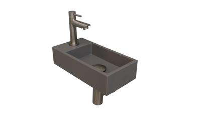 Fonteinset INK Versus 36x18x9 cm Quartz Beton Met Kraangat Links Brushed Nickel