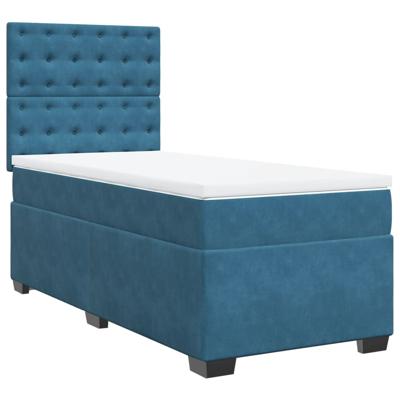 Boxspring met matras fluweel blauw 140x200 cm - thumbnail