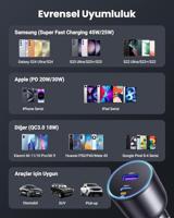Autolader - UGREEN - 1 USB-C + 1 USB-A - 63W - Grijs - thumbnail