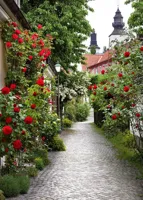 Alexsar Art Tuinschilderij rozenpad 70x50cm - thumbnail