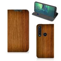 Motorola G8 Plus Book | Wallet Case | Donker Hout - thumbnail