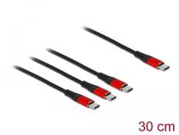 DeLOCK 86712 laadkabel USB-kabel 0,3 m USB 2.0 USB C --> 3 x USB C Zwart, Rood - thumbnail