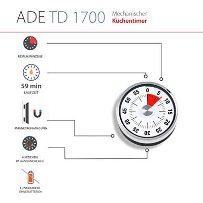 ADE - Kookwekker - Mechanische kookwekker zwart