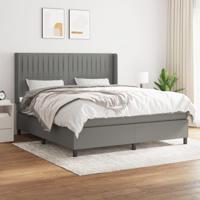 Boxspring met matras stof donkergrijs 160x200 cm - thumbnail