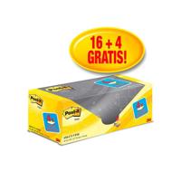 Post-it Notes, 100 vel, ft 76 x 76 mm, geel, pak van 16 blokken + 4 gratis - thumbnail