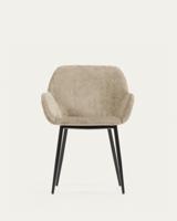 Kave Home Konna eetkamerstoel chenille Beige poot zwart - thumbnail