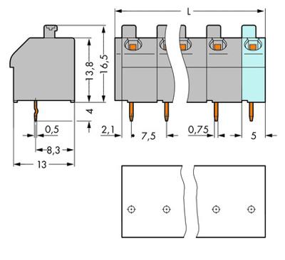 WAGO 250-603/000-006 Veerkrachtklemblok 1.00 mm² Aantal polen 3 Blauw 200 stuk(s)
