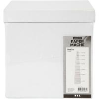 Creativ Company Vierkante dozen, vierkant, h: 7,5+10+13+15+18+20+23 cm, afm 7,5+10+13+15+18+20+23 cm, wit, 7 stuk/ 1 set - thumbnail