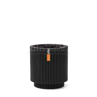 Vaas cilinder groove d19h21cm zwart