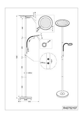 Trio Vloerlamp UplightAckbar met leeslampje - R42752107