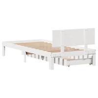 Bedframe met lades massief grenenhout wit 90x200 cm - thumbnail
