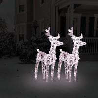 VidaXL Kerstrendieren 2 st 80 led's acryl warmwit - thumbnail