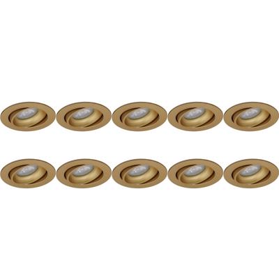 Spot Armatuur 10 Pack - Pragmi Delton Pro - GU10 Inbouwspot - Rond - Goud - Aluminium - Kantelbaar - Ø82mm