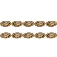 Spot Armatuur 10 Pack - Pragmi Delton Pro - GU10 Inbouwspot - Rond - Goud - Aluminium - Kantelbaar - Ø82mm - thumbnail