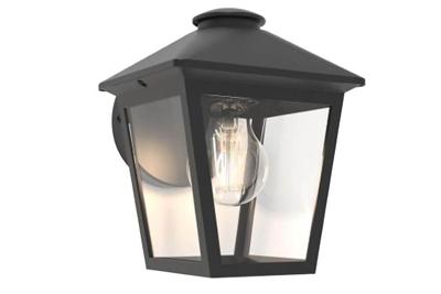 Buitenlamp zwart glas voordeur &apos;Zago&apos; E27 fitting modern led 16 cm