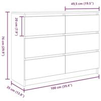 Dressoir 100x35x76 cm spaanplaat oud hout - thumbnail