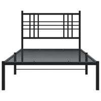 Bedframe met hoofdbord metaal zwart 90x200 cm - thumbnail