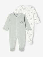2-delige babyset in fluweel/velours blauwgroen - thumbnail
