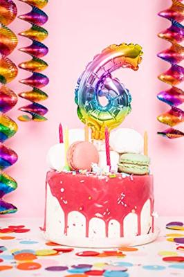 Folieballon Taart Topper Regenboog Cijfer 3 - 13 cm