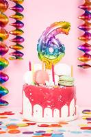 Folieballon Taart Topper Regenboog Cijfer 3 - 13 cm - thumbnail