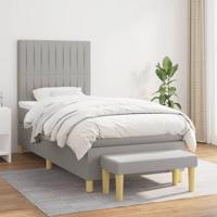 Boxspring met matras stof lichtgrijs 90x190 cm - thumbnail